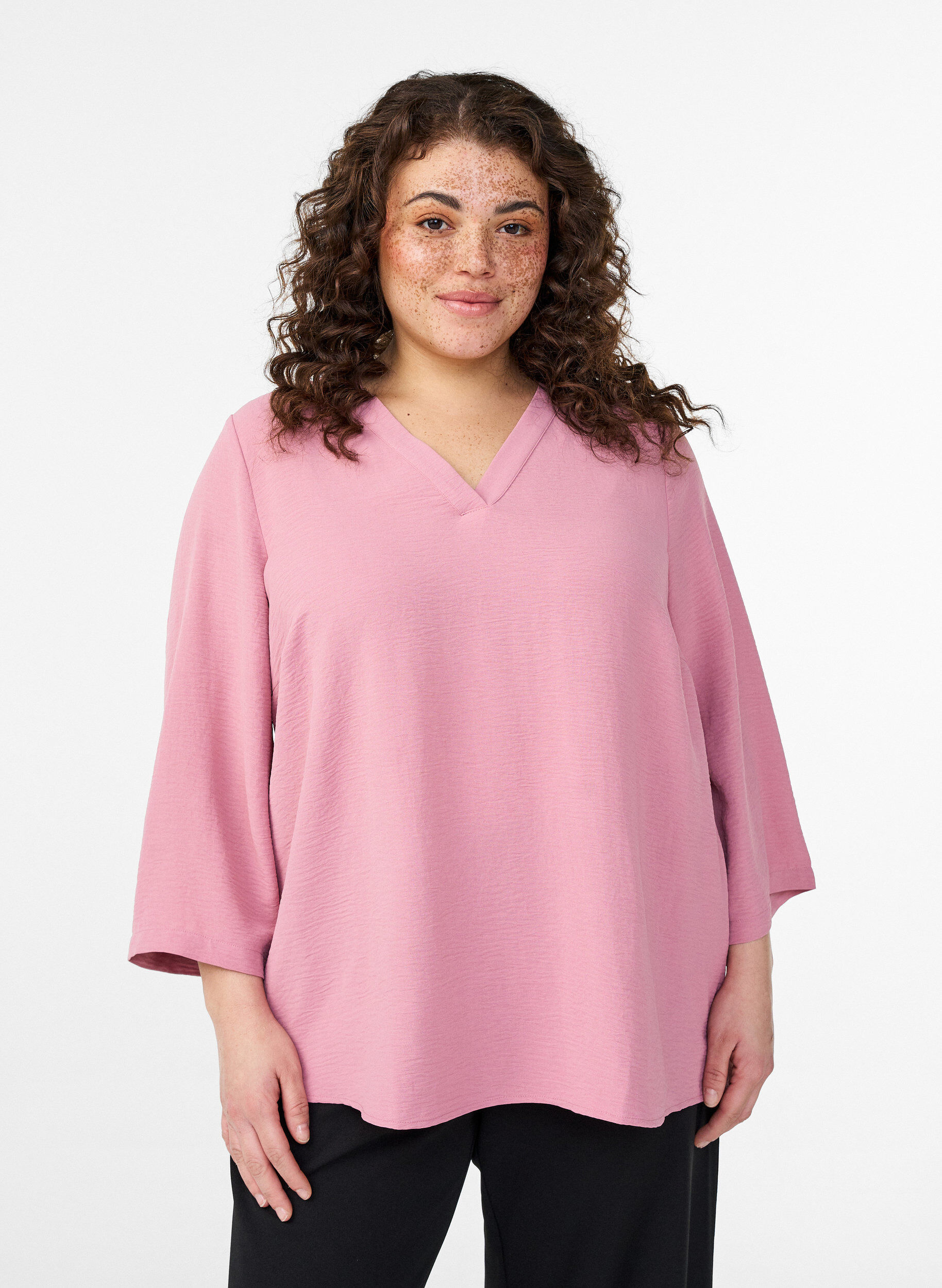 Bluse mit 3/4-&Auml;rmeln, Rot, Model