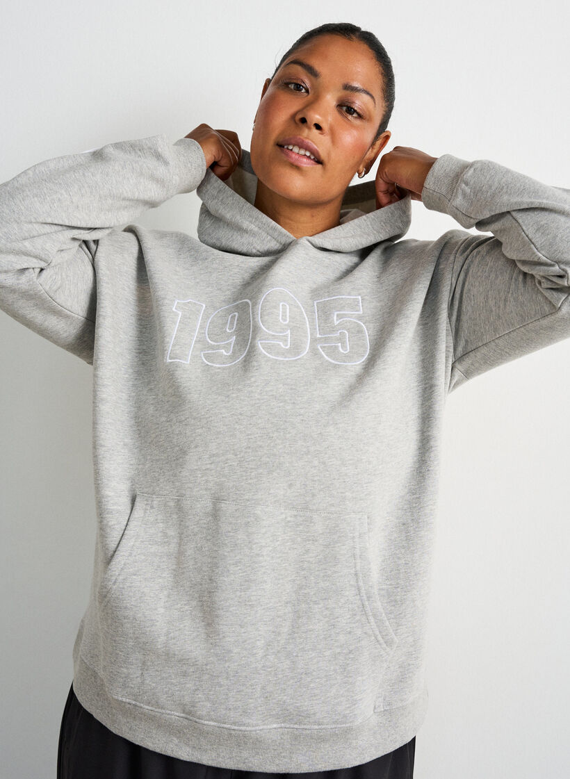 Hoodie mit besticktem Motiv, Grau, Model image number 0
