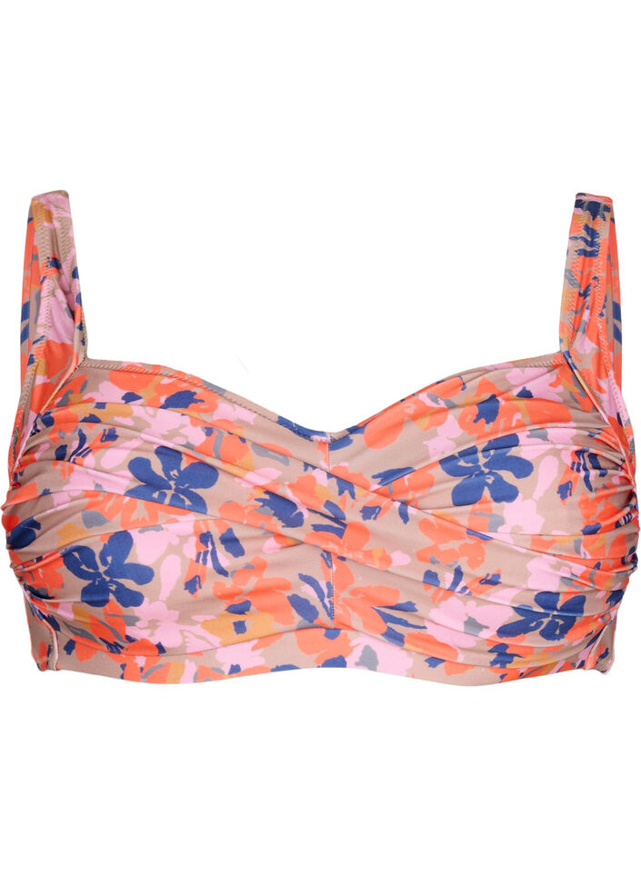 Bedrucktes Bikini-Top, Retro Flower, Packshot image number 0