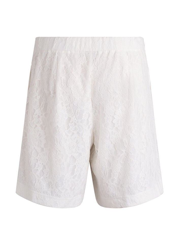 Hoch taillierte Bermudashorts aus Spitze, Vanille, Packshot