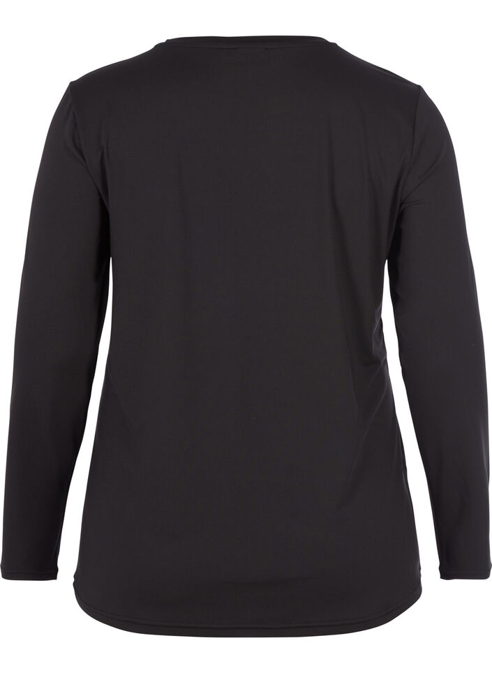 Trainingsbluse mit langen &Auml;rmeln, Schwarz, Packshot image number 1