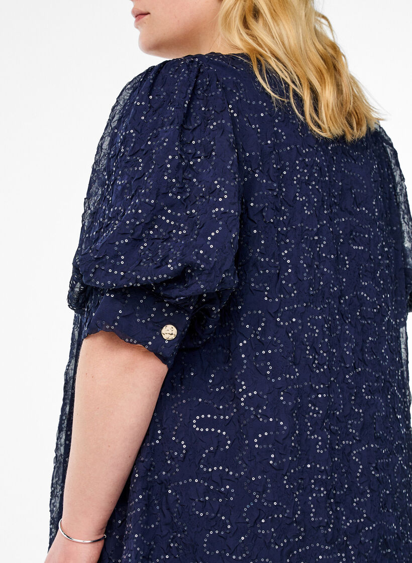 Kurzes Festkleid mit Pailletten, Blau, Model image number 3