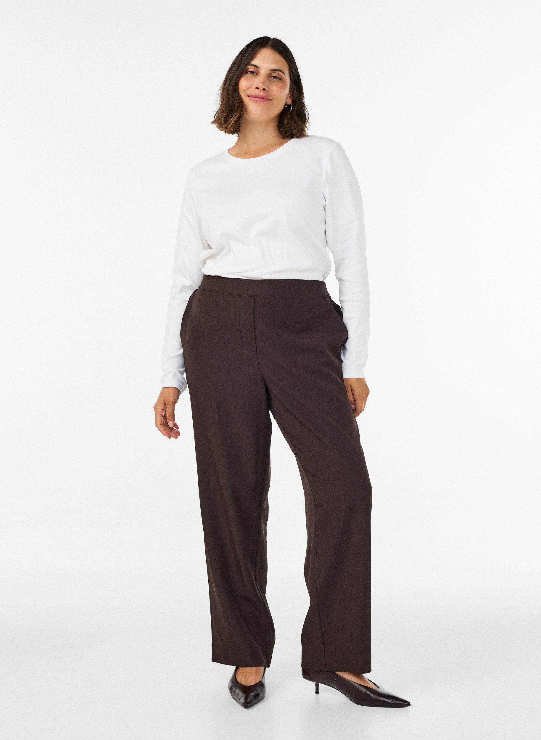 ZizziLockere Hose mit Taschen, Braun, Model image number 0
