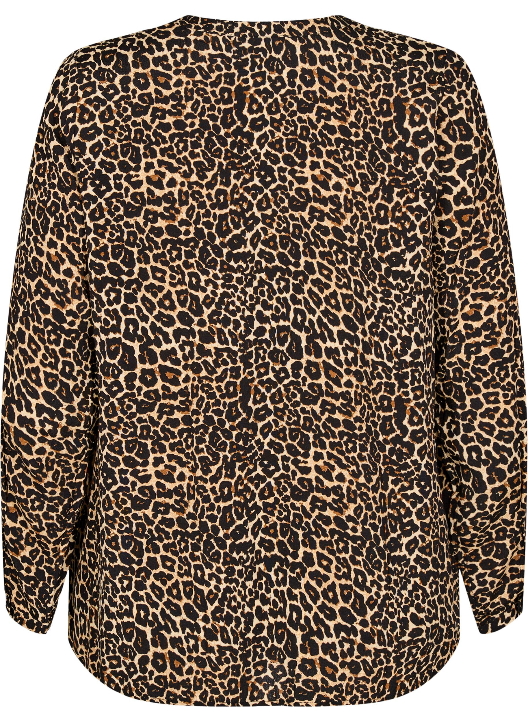 ZizziLang&auml;rmelige Bluse mit Leopardenmuster und V-Ausschnitt, Braun, Packshot image number 1