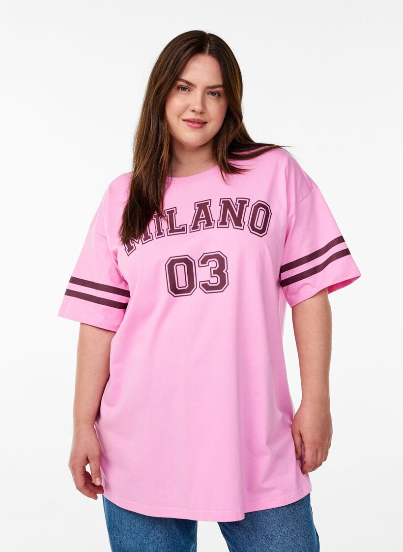 Sportliches Oversize-College-T-Shirt, Pink, Model image number 0