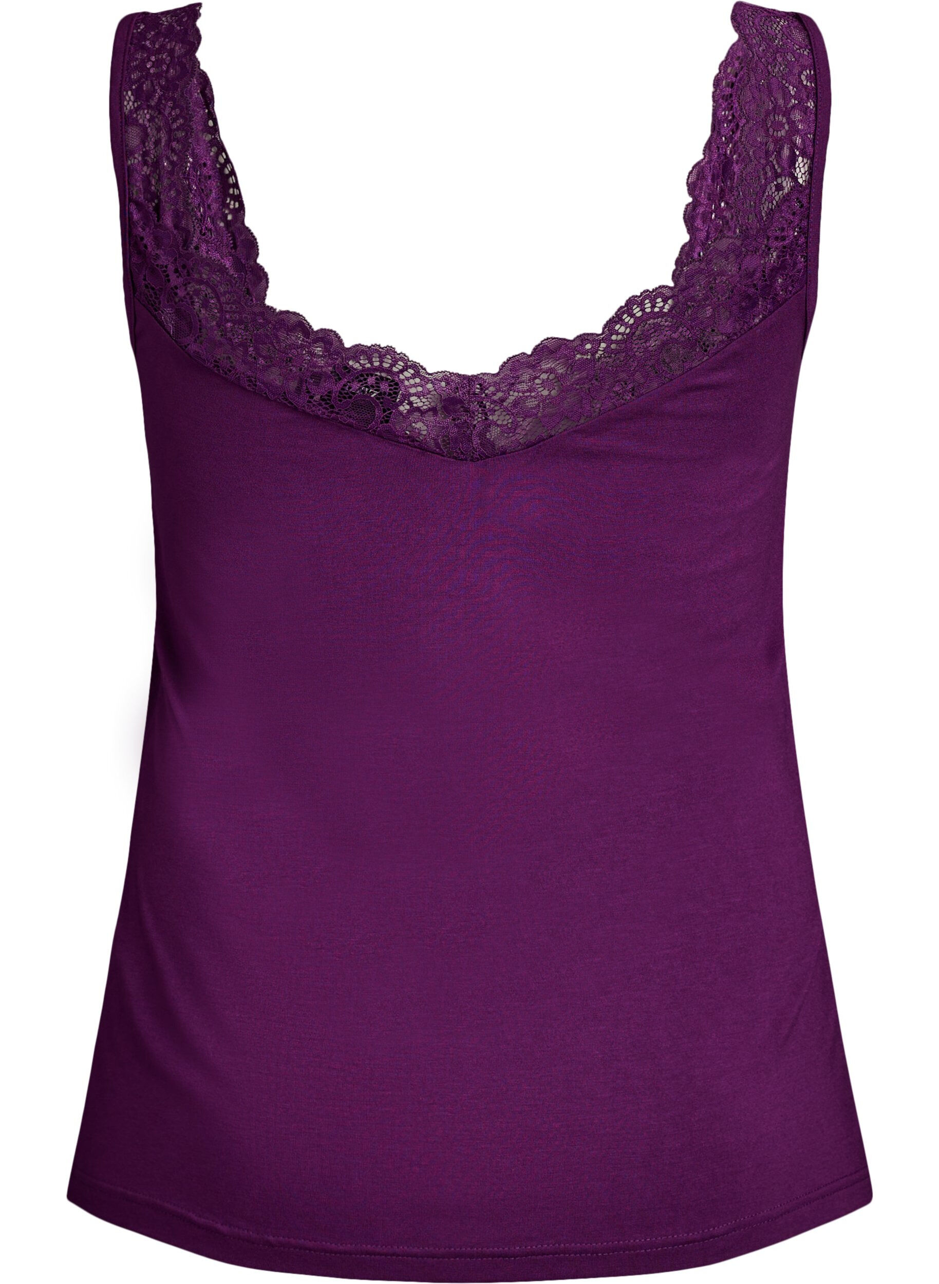 ZizziTop aus Viskose mit Spitze, Lila, Packshot image number 1