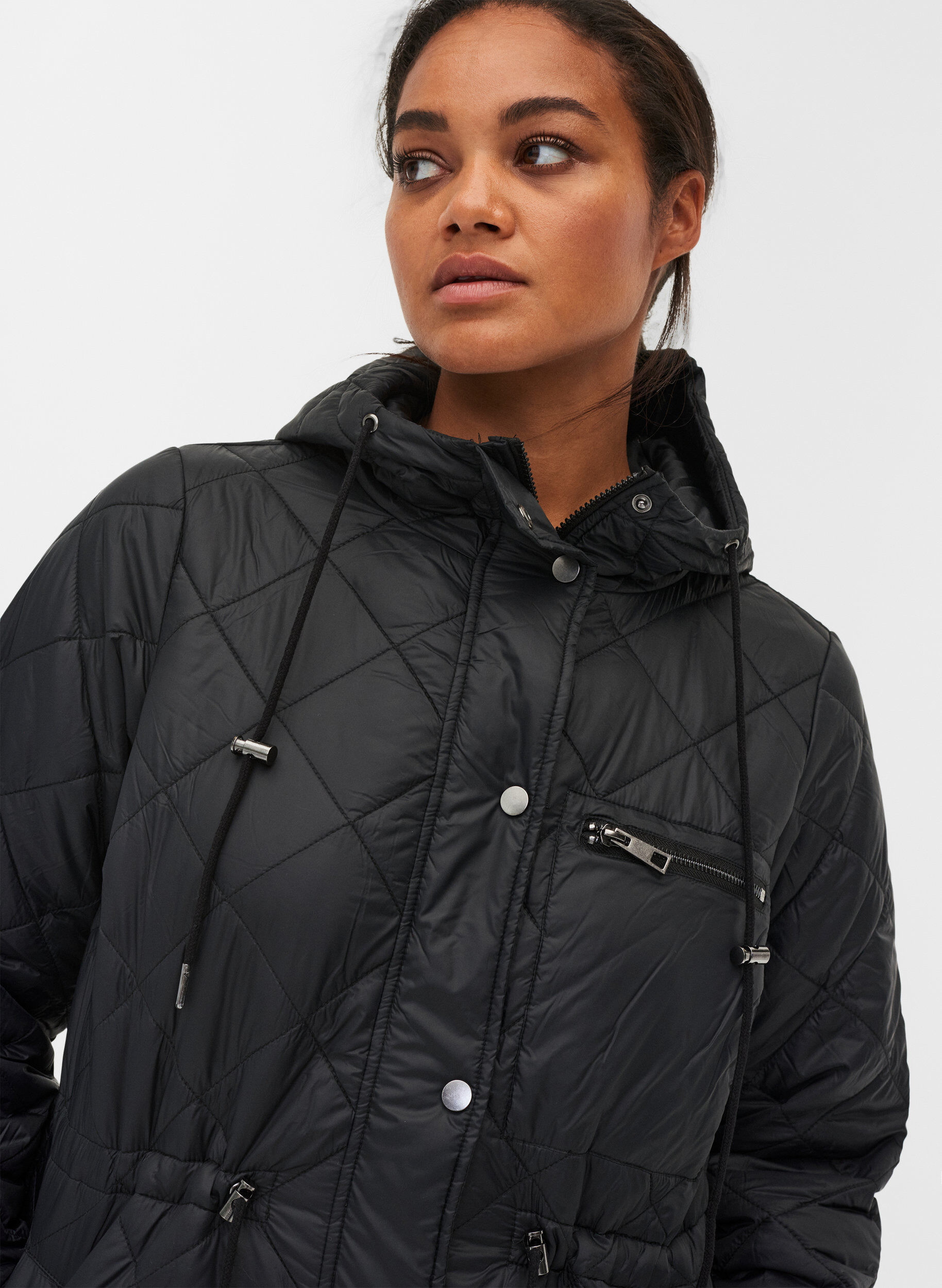 ZizziLeichte Steppjacke mit Kapuze, Black, Model image number 2