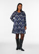 Gemustertes Kleid mit R&uuml;schen und langen &Auml;rmeln, Blau, Model image number 1