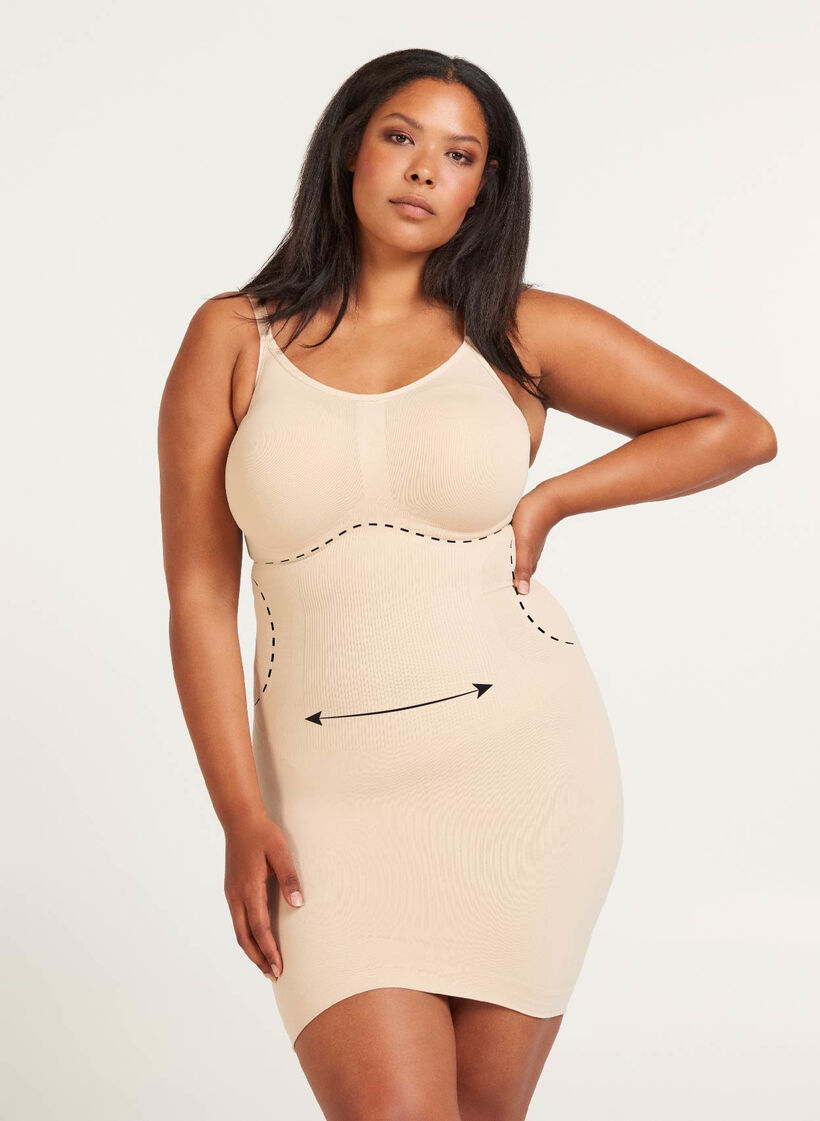 Shapewear Kleid mit breiten Tr&auml;gern., Beige, Model