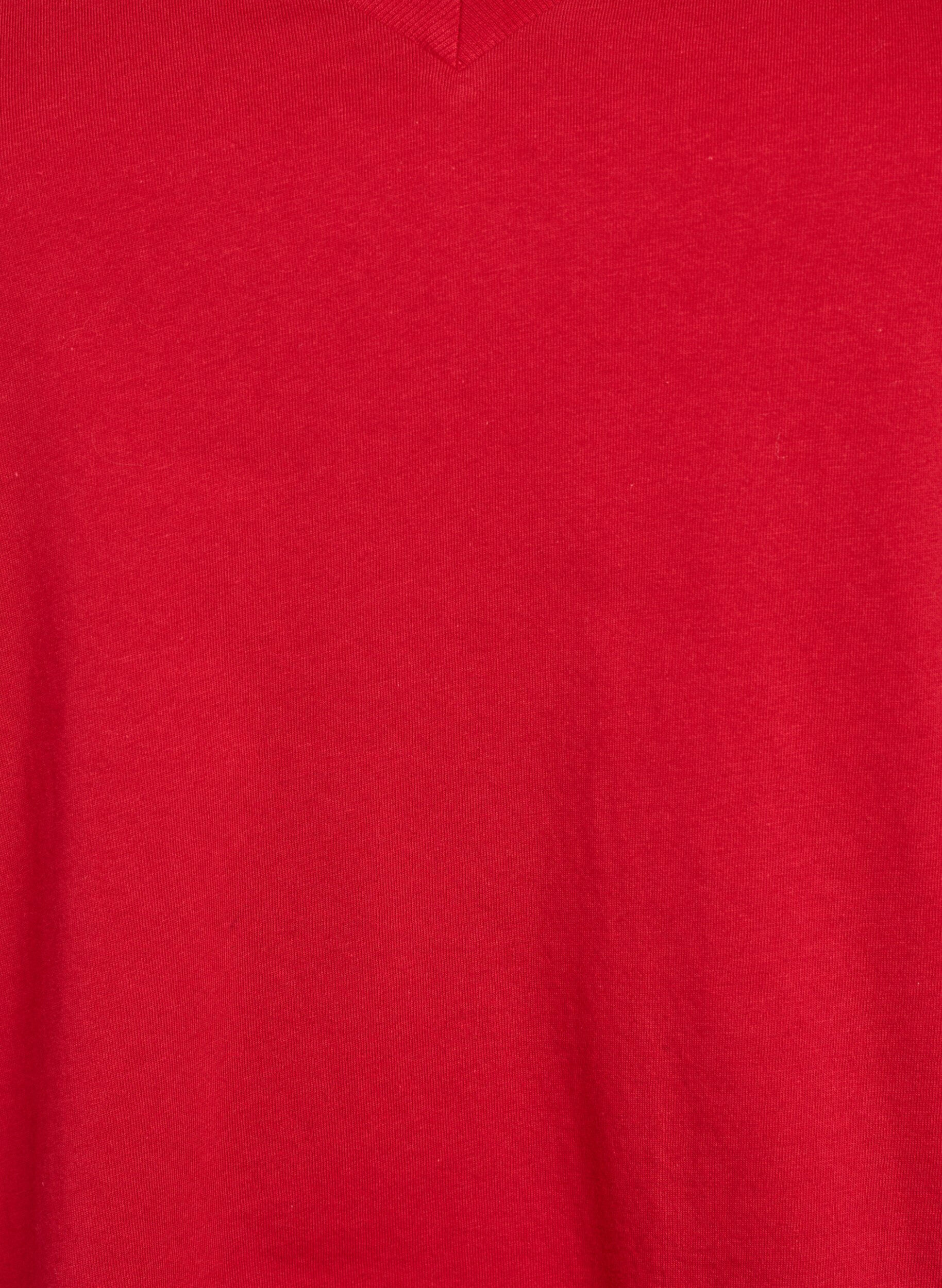 ZizziEinfaches T-Shirt aus Baumwolle mit V-Ausschnitt, Rot, Packshot image number 2