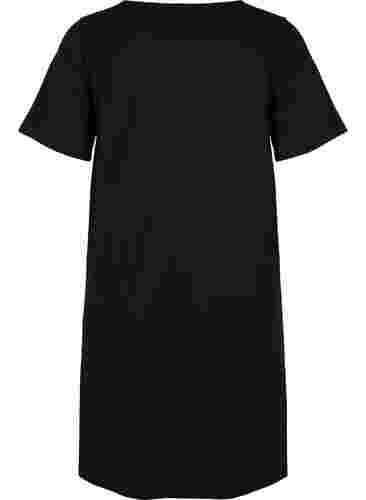 Kurzärmeliges Baumwollkleid, Black, Packshot image number 1