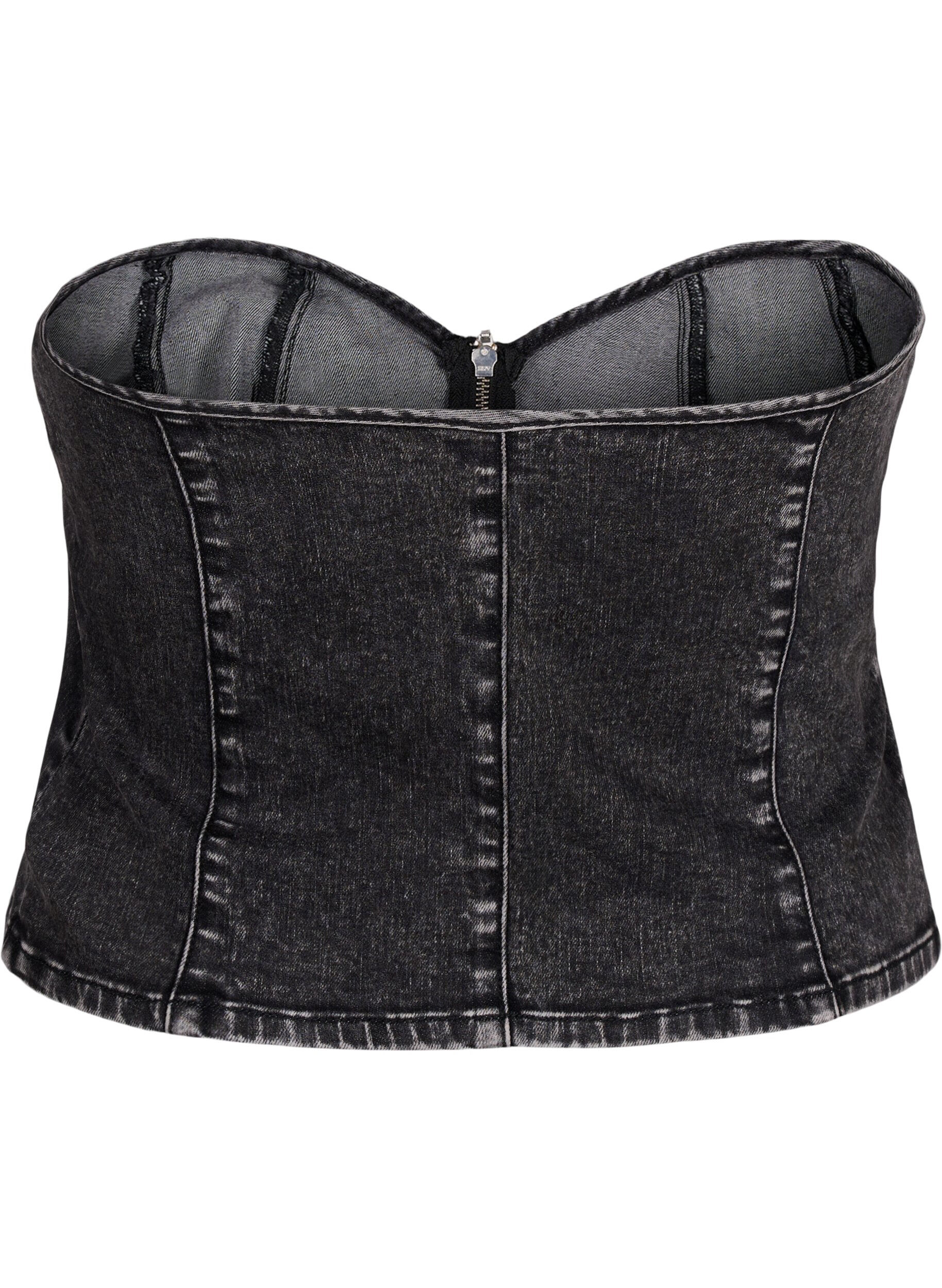 ZizziDenim Korsett Top mit Rei&szlig;verschluss, Black, Packshot image number 1