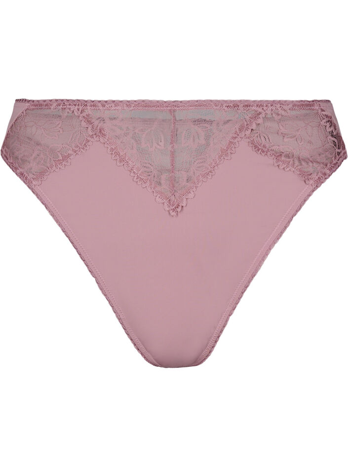 Stringtanga aus Mikrofaser mit Spitzensaum, Rot, Packshot image number 0