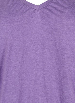 Melange-Bluse mit V-Ausschnitt, Deep Lavender Mél, Packshot image number 2