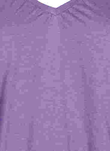 Melange-Bluse mit V-Ausschnitt, Deep Lavender Mél, Packshot image number 2
