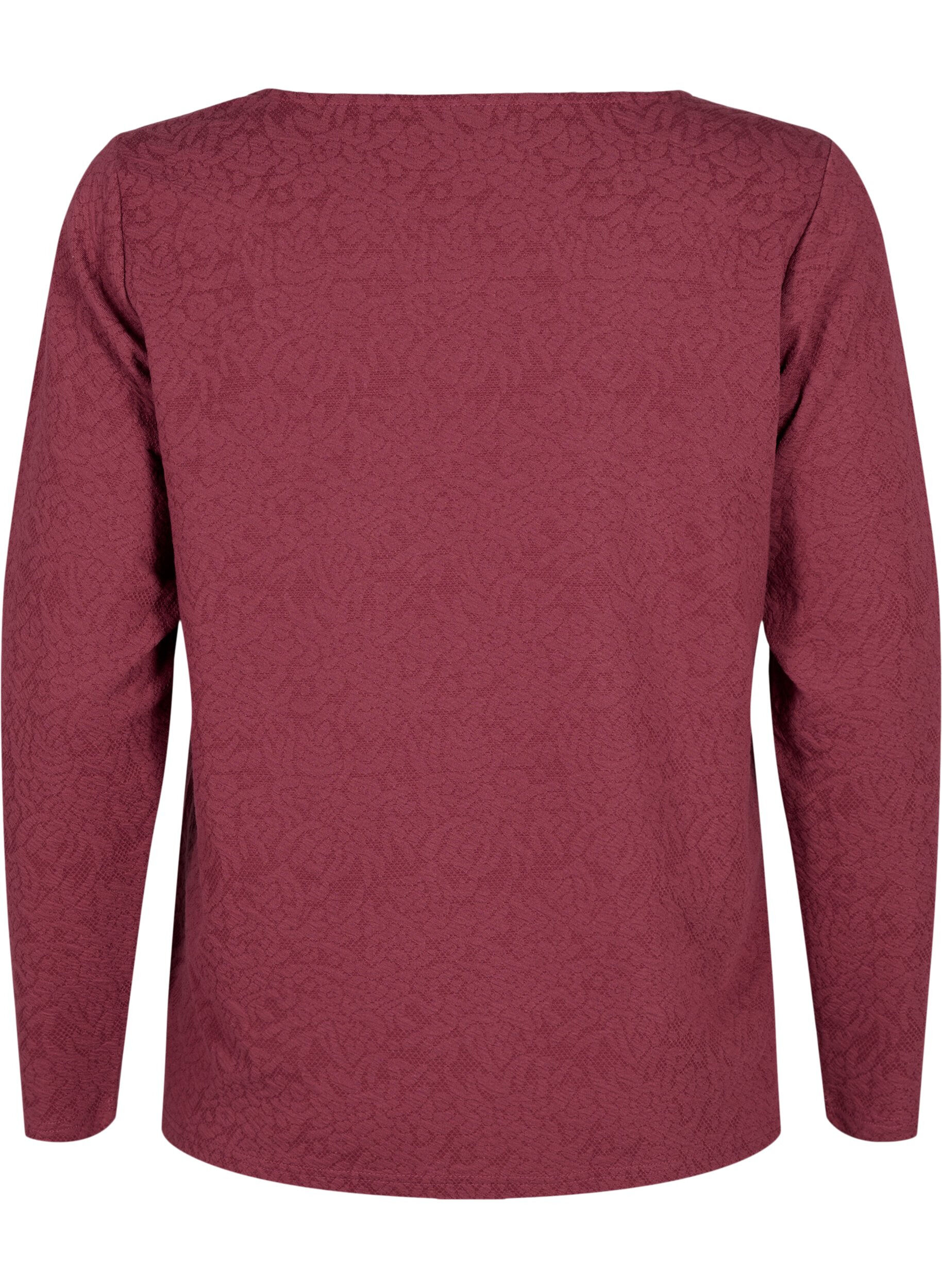 ZizziLang&auml;rmelige Bluse mit Textur, Rot, Packshot image number 1