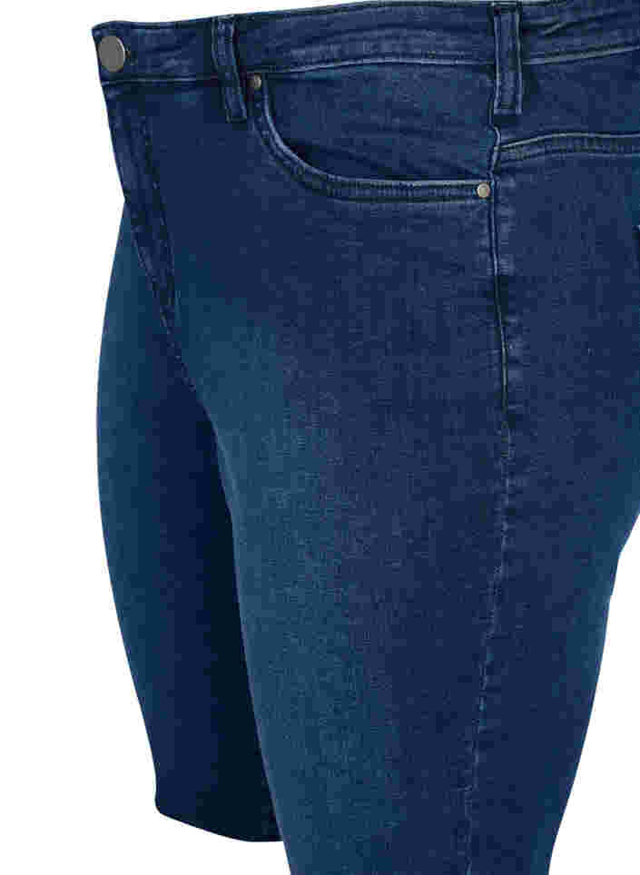 Lange Denim Shorts aus Baumwolle, Dark blue denim, Packshot image number 2