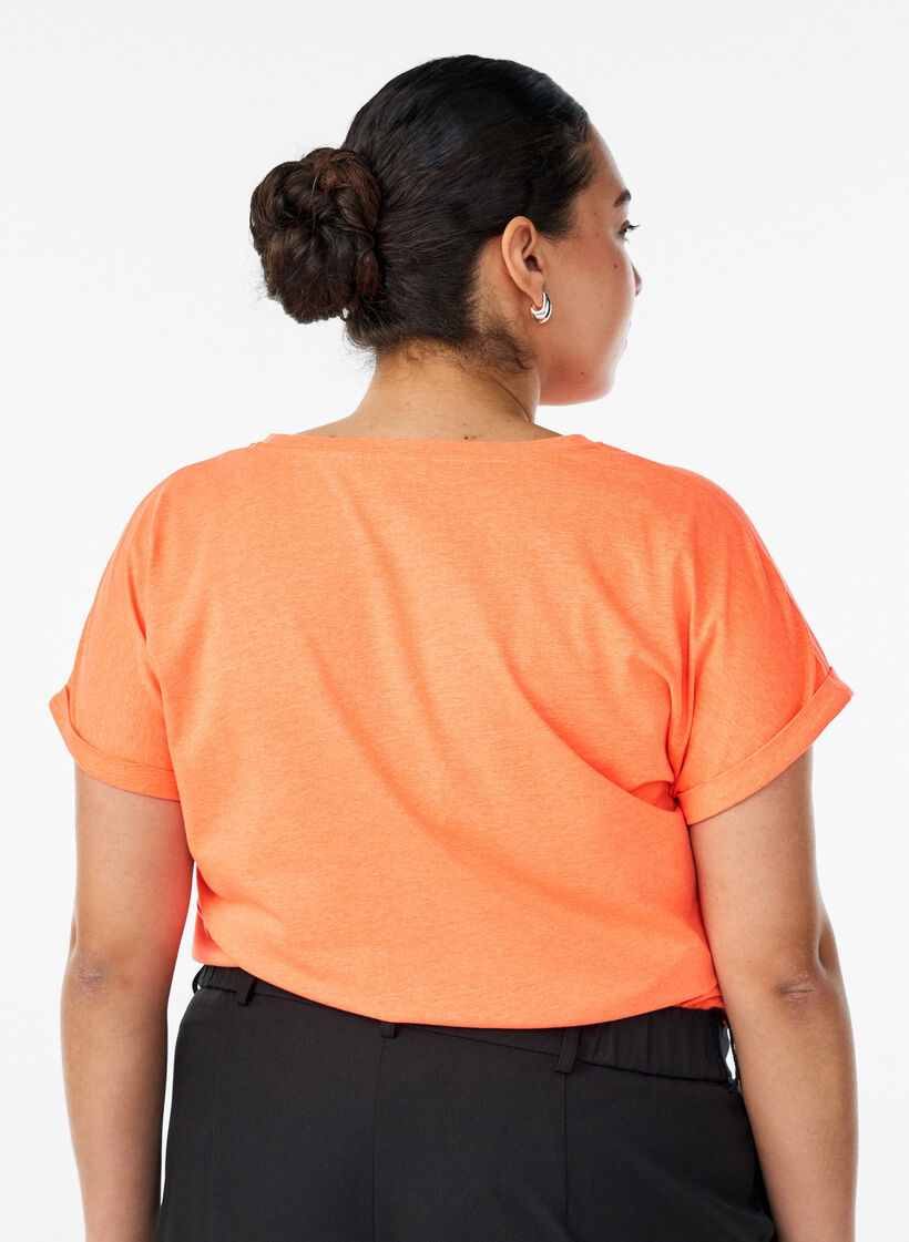 Neonfarbenes T-Shirt aus Baumwolle, Orange, Model image number 2