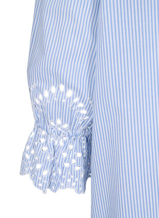 Baumwollkleid mit Streifen und Lochstickerei, Blue Stripe, Packshot image number 3
