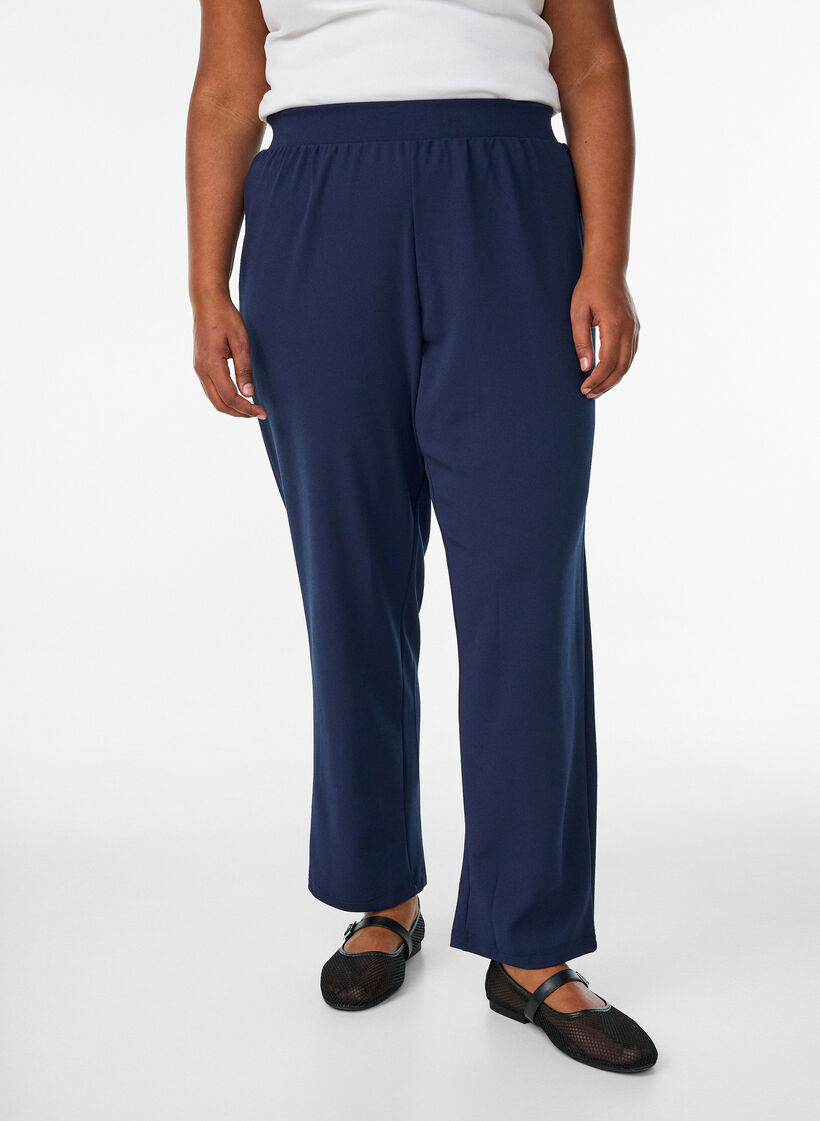 Hose mit gerader Passform, Blau, Model image number 3