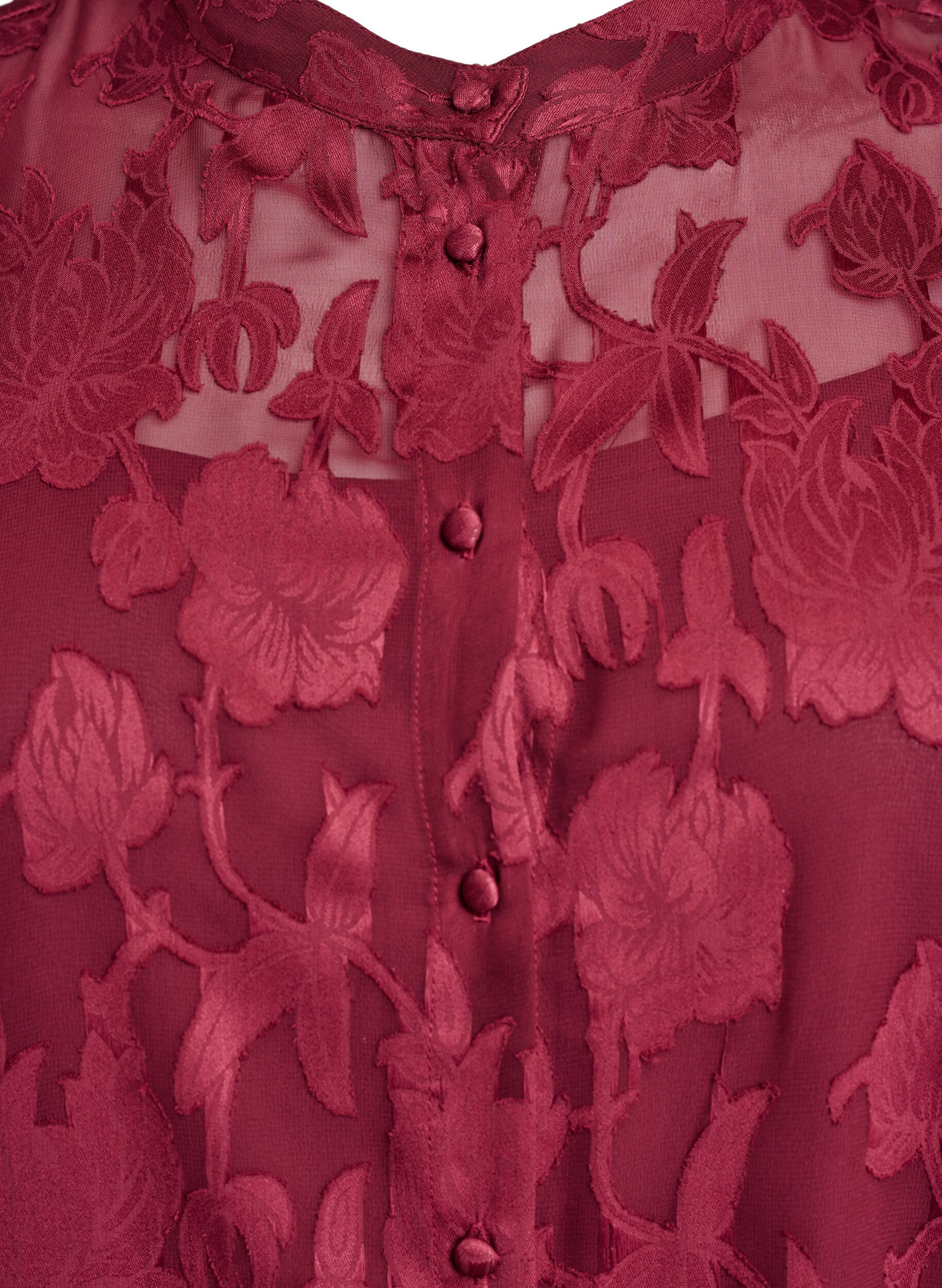 ZizziKurzes A-Linien-Kleid mit Blumenmuster, Dunkles Bordeaux, Packshot image number 2