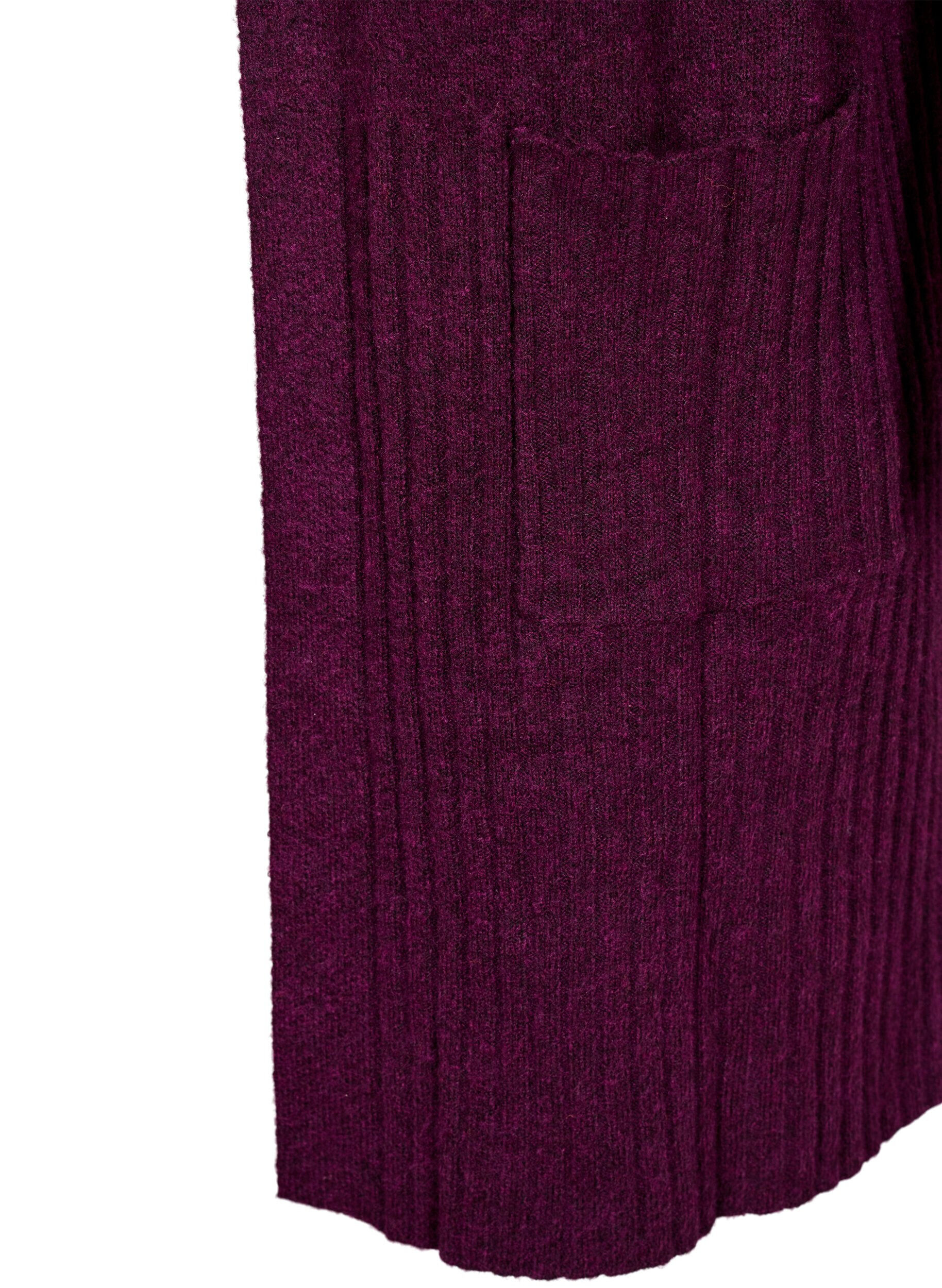 ZizziLange Strickjacke mit Taschen, Potent Purple Mel., Packshot image number 3