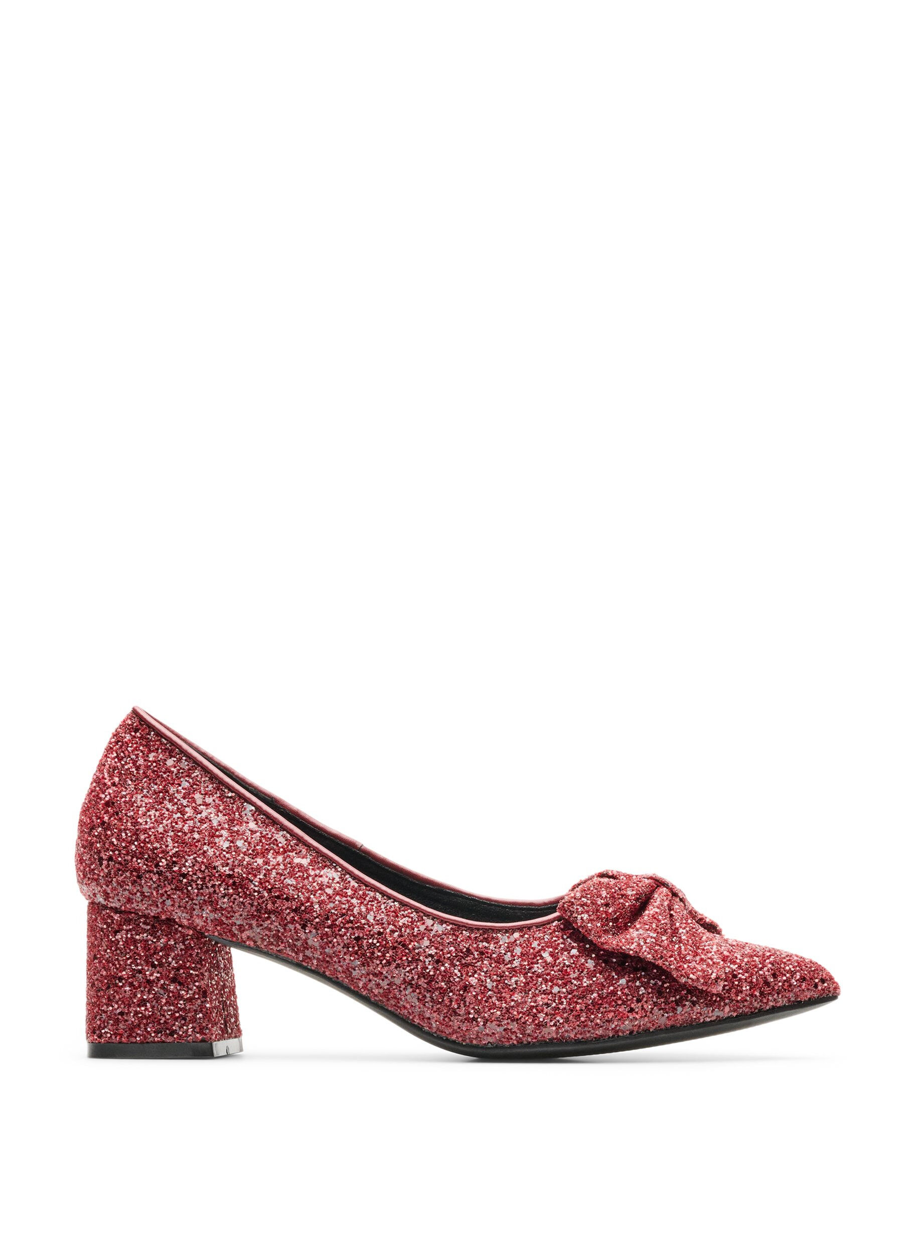 Extra Weite - Glitzer-Pumps mit Schleife