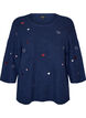 Pullover mit Herzen und 3/4-&Auml;rmeln, Blau, Packshot image number 0