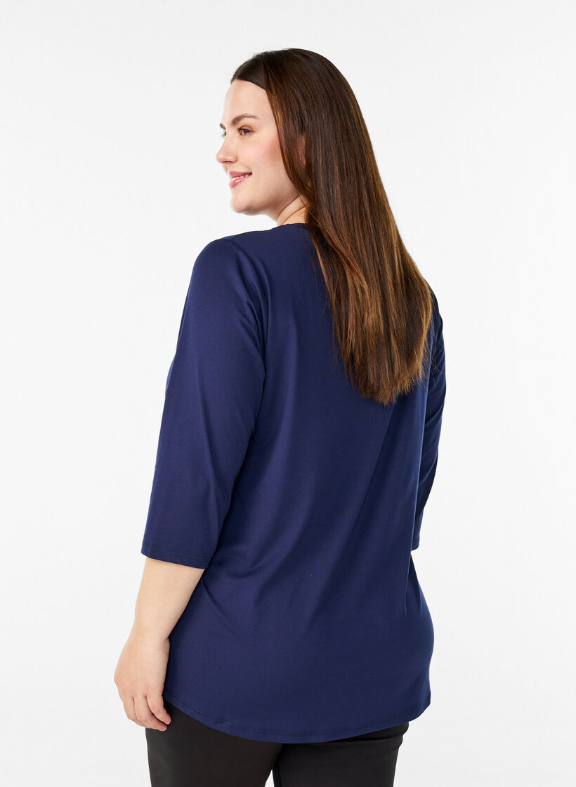 Trainingsshirt mit 3/4-&Auml;rmeln, Blau, Model image number 2
