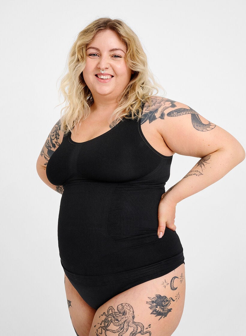 Shapewear Top mit breiten Tr&auml;gern, Schwarz, Image
