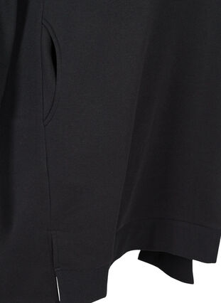 Sweatkleid mit Taschen und Schlitz, Black, Packshot image number 3