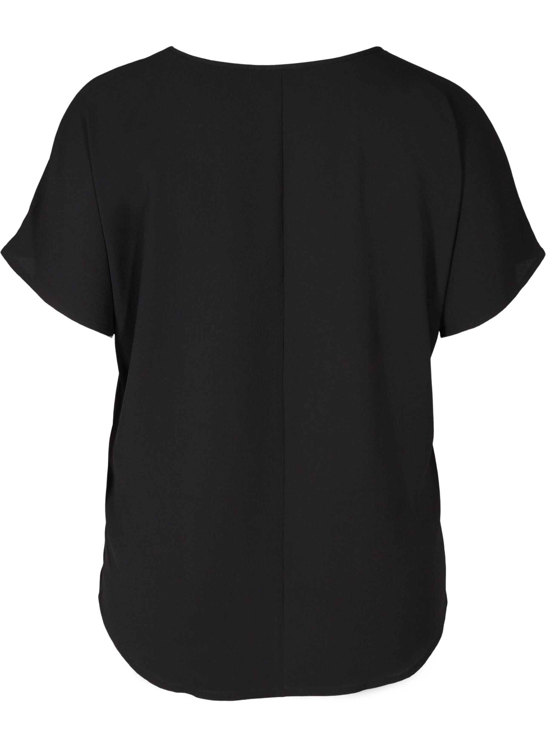 ZizziBluse mit kurzen &Auml;rmeln und Rundhalsausschnitt, Schwarz, Packshot image number 1