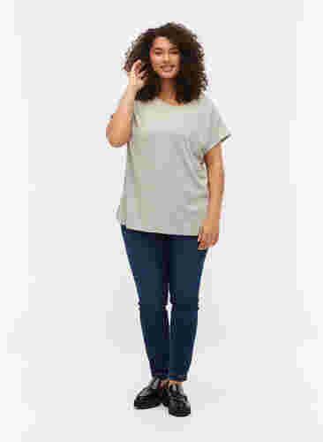 Kurzärmeliges T-Shirt aus einer Baumwollmischung, Heather Grey Mél, Model image number 2