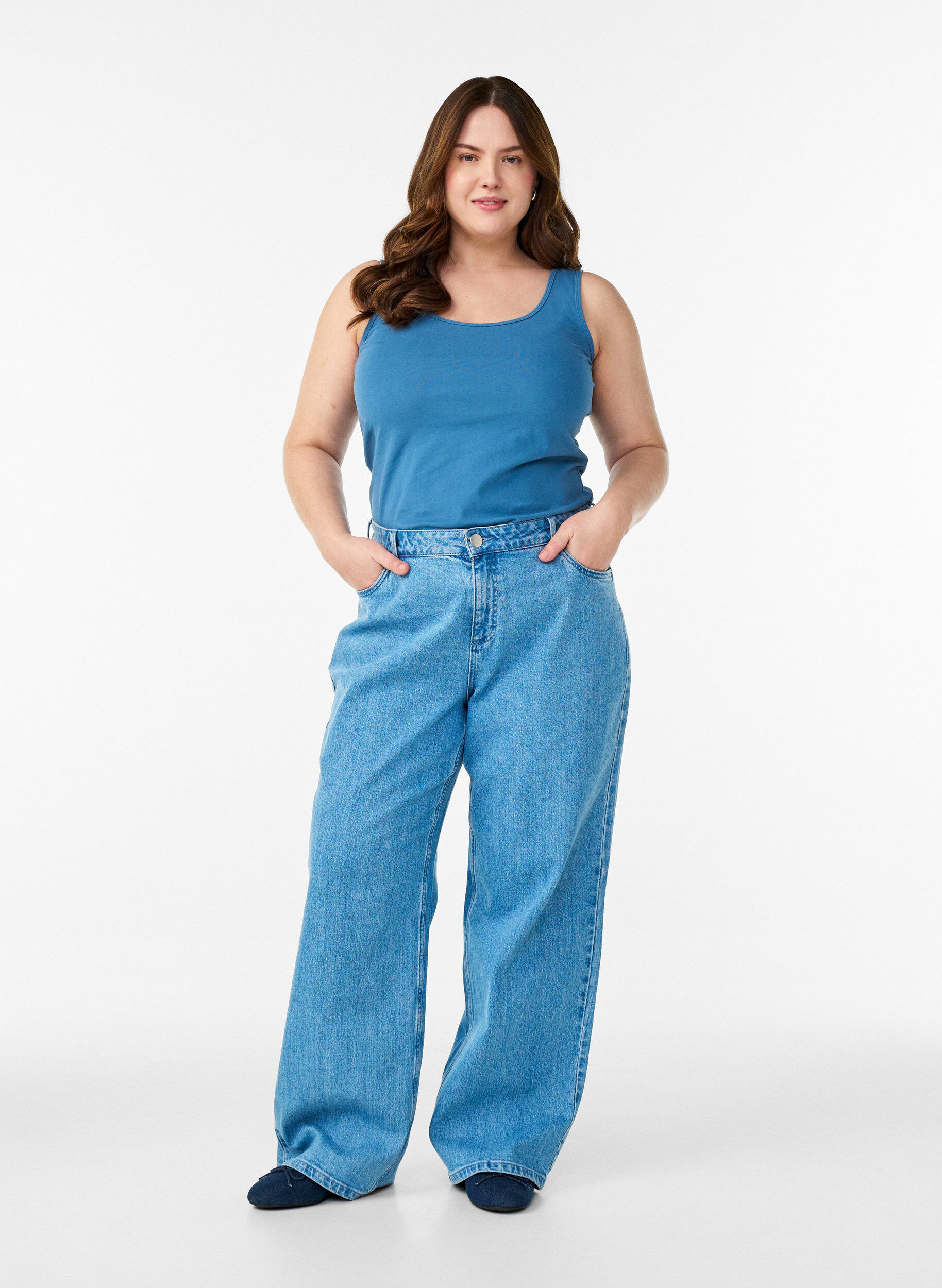 ZizziEinfarbiges Basic Top aus Baumwolle, Grau, Model image number 1