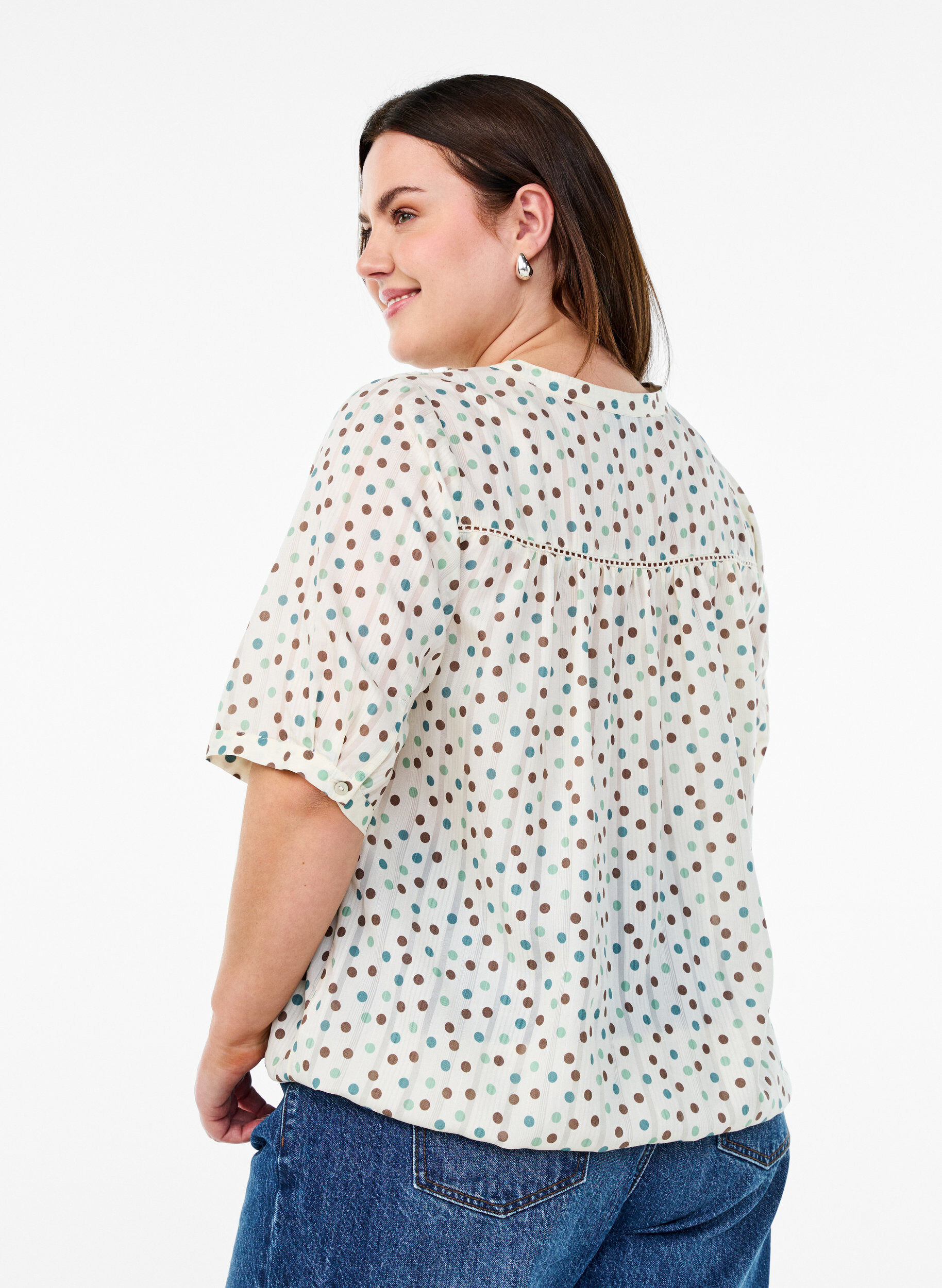 ZizziBluse mit Print und 1/2-&Auml;rmeln, Wei&szlig;, Model image number 2
