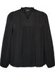 Bluse mit V-Ausschnitt und H&auml;kelband, Schwarz, Packshot image number 0