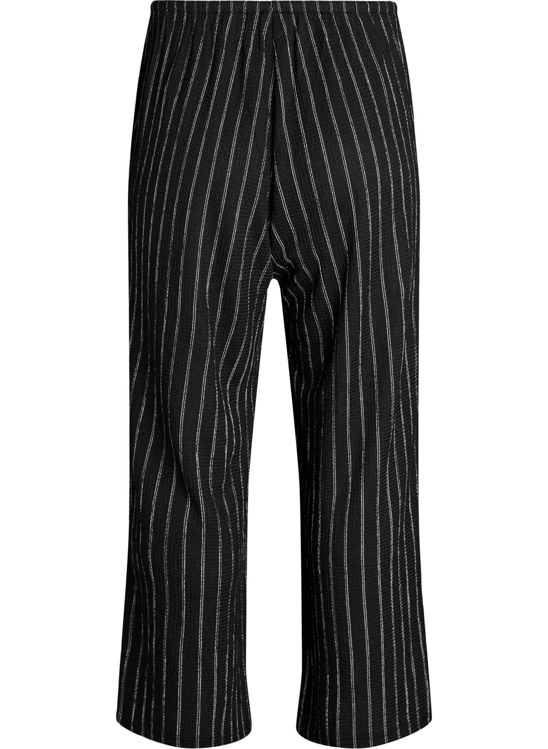 ZizziHose mit weitem Bein aus einem leichten strukturierten Stoff, Schwarz, Packshot image number 1