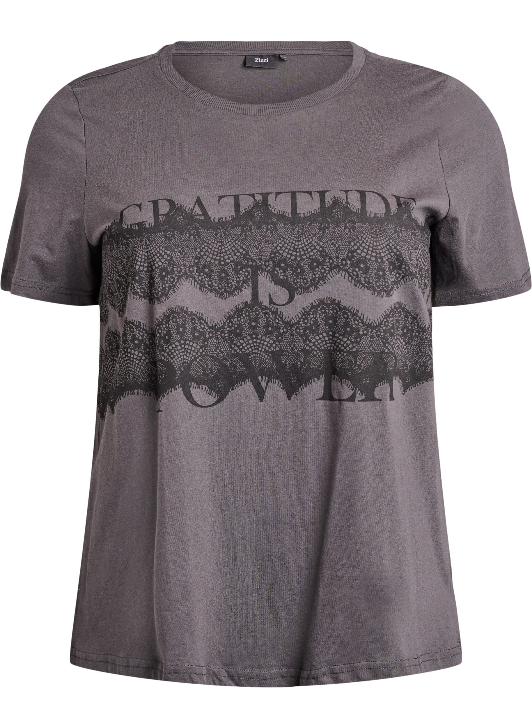 ZizziT-Shirt aus Baumwolle mit Frontprint, Grau, Packshot image number 0