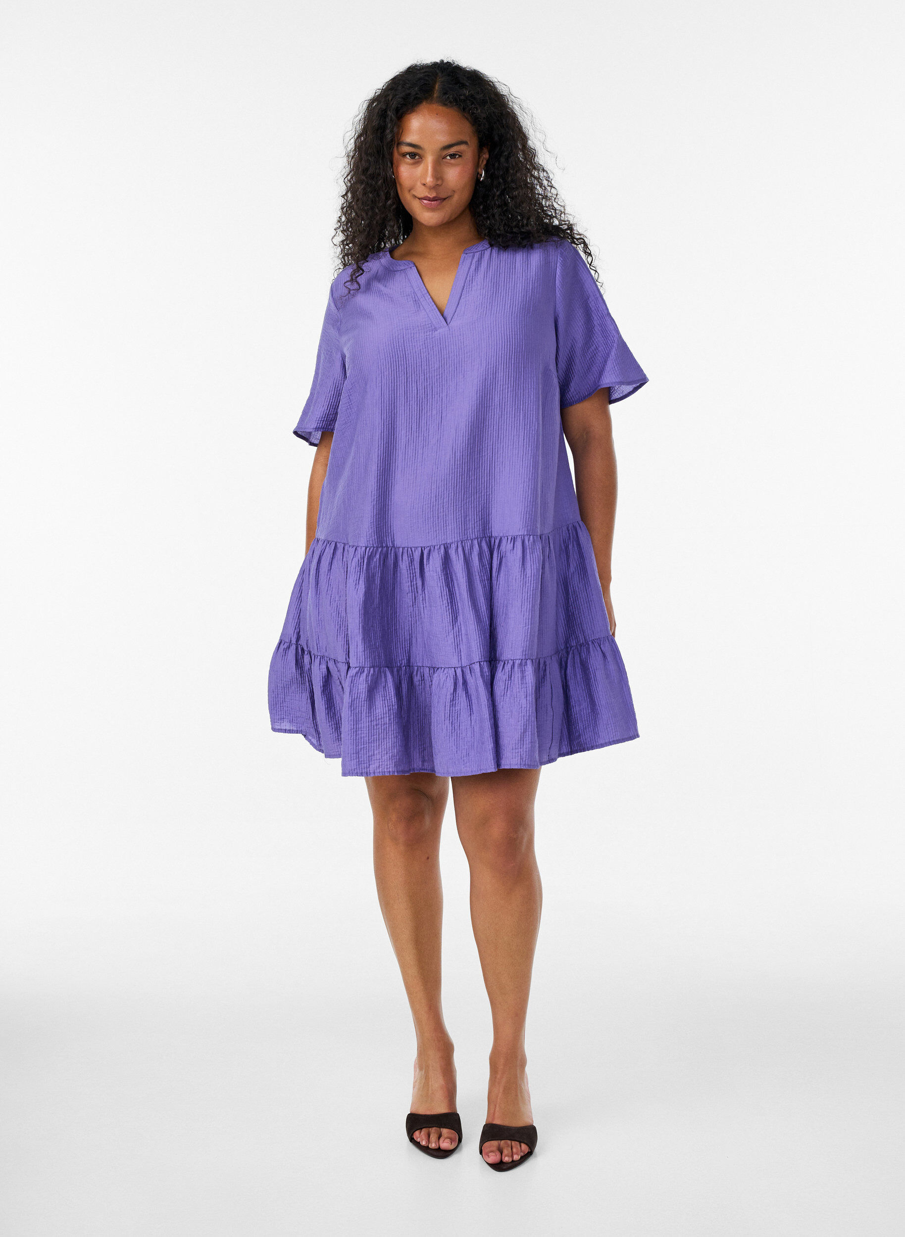 ZizziStrukturiertes A-Linien-Kleid, Lila, Model image number 1