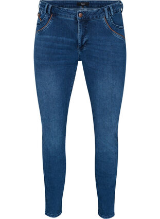 Extra slim Sanna Jeans mit regulärer Taillenhöhe, Blue denim, Packshot image number 0