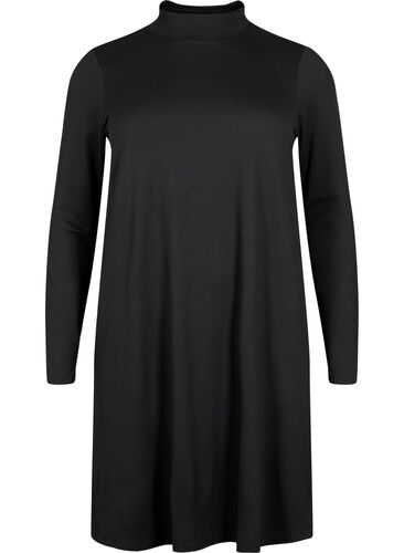FLASH – Langärmeliges Kleid mit Rollkragen, Black, Packshot image number 0