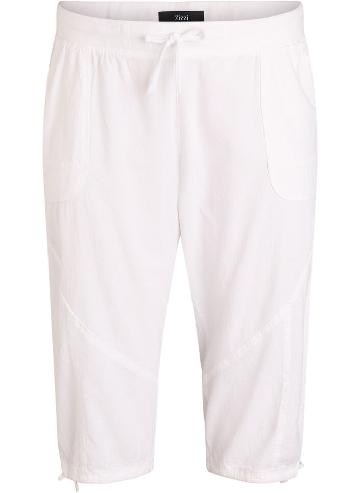 Capri-Hose aus Baumwolle, Wei&szlig;, Packshot image number 0
