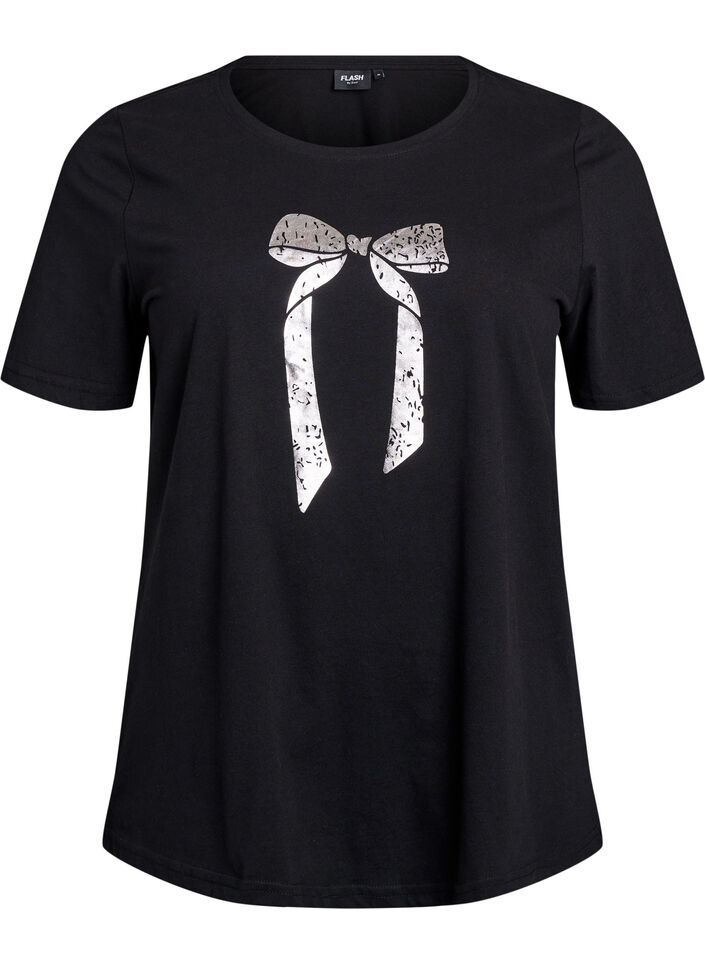 T-Shirt mit Print, Schwarz, Packshot image number 0