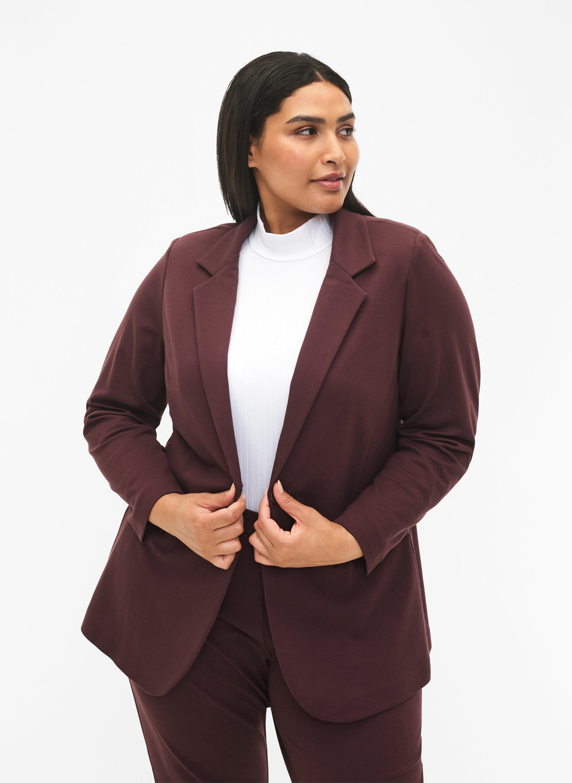 ZizziSchlichter Blazer mit Knopfverschluss, Dunkles Bordeaux, Model image number 0