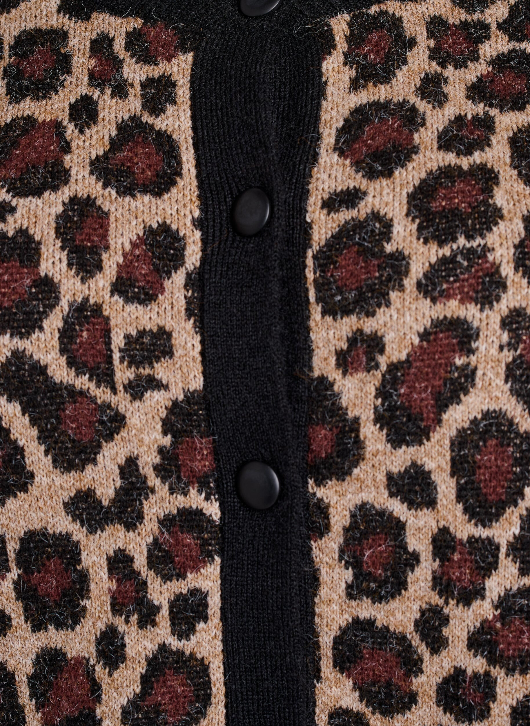 ZizziCardigan mit Leopardenmuster und Kontrastbesatz, Schwarz, Packshot image number 2