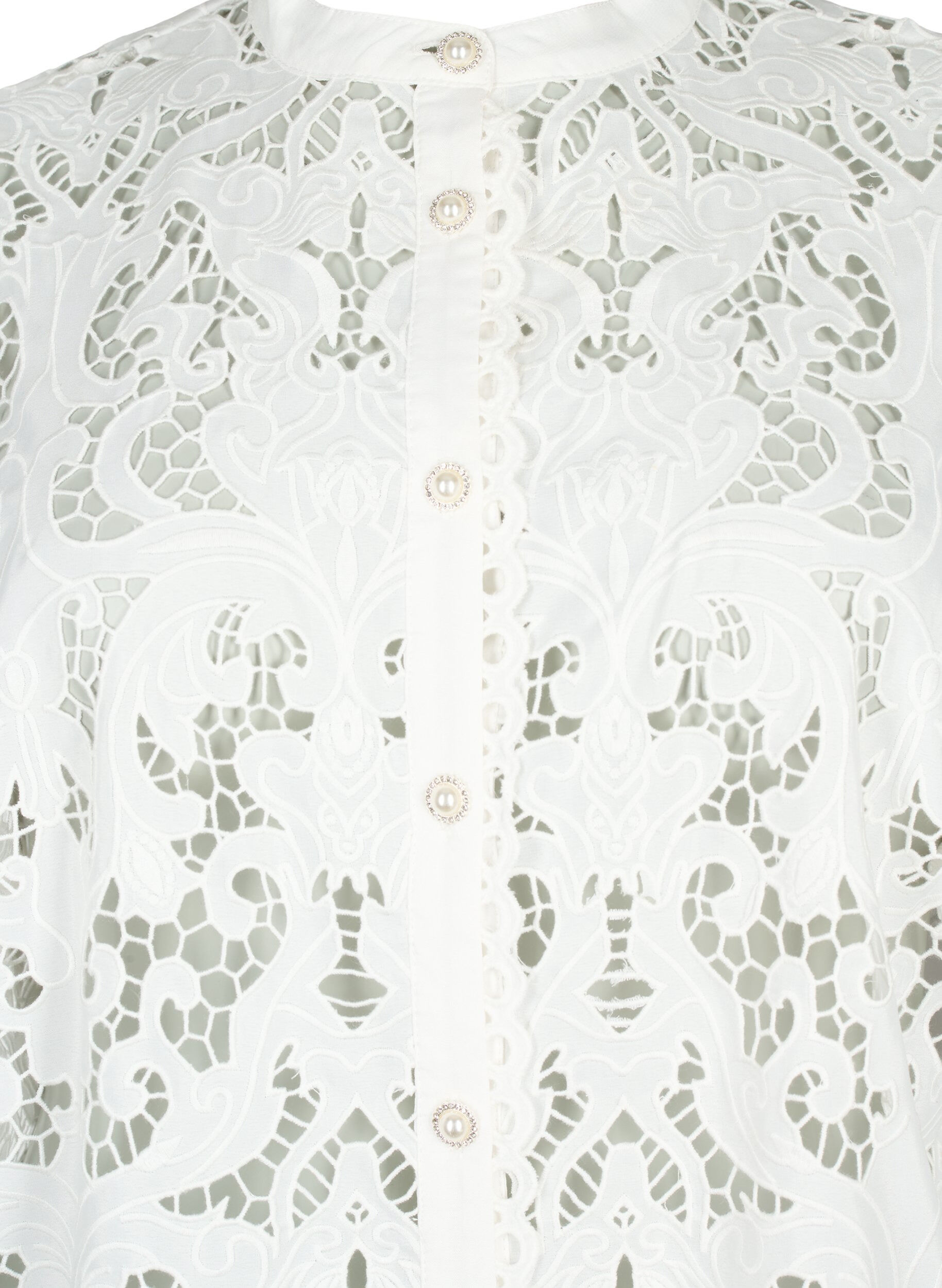 ZizziLang&auml;rmlige Hemdbluse aus Spitze, White, Packshot image number 2