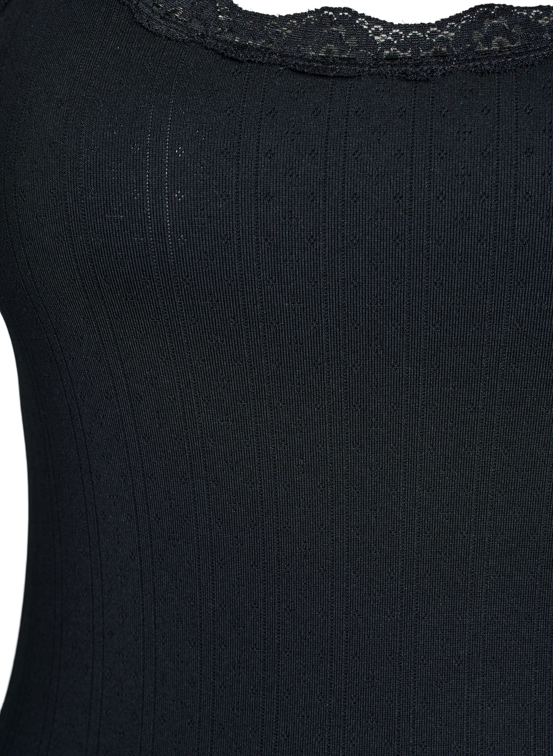 ZizziTanktop mit Spitzen und Lochstickerei, Schwarz, Packshot image number 2