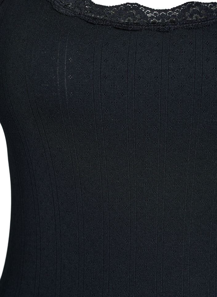 Tanktop mit Spitzen und Lochstickerei, Schwarz, Packshot image number 2