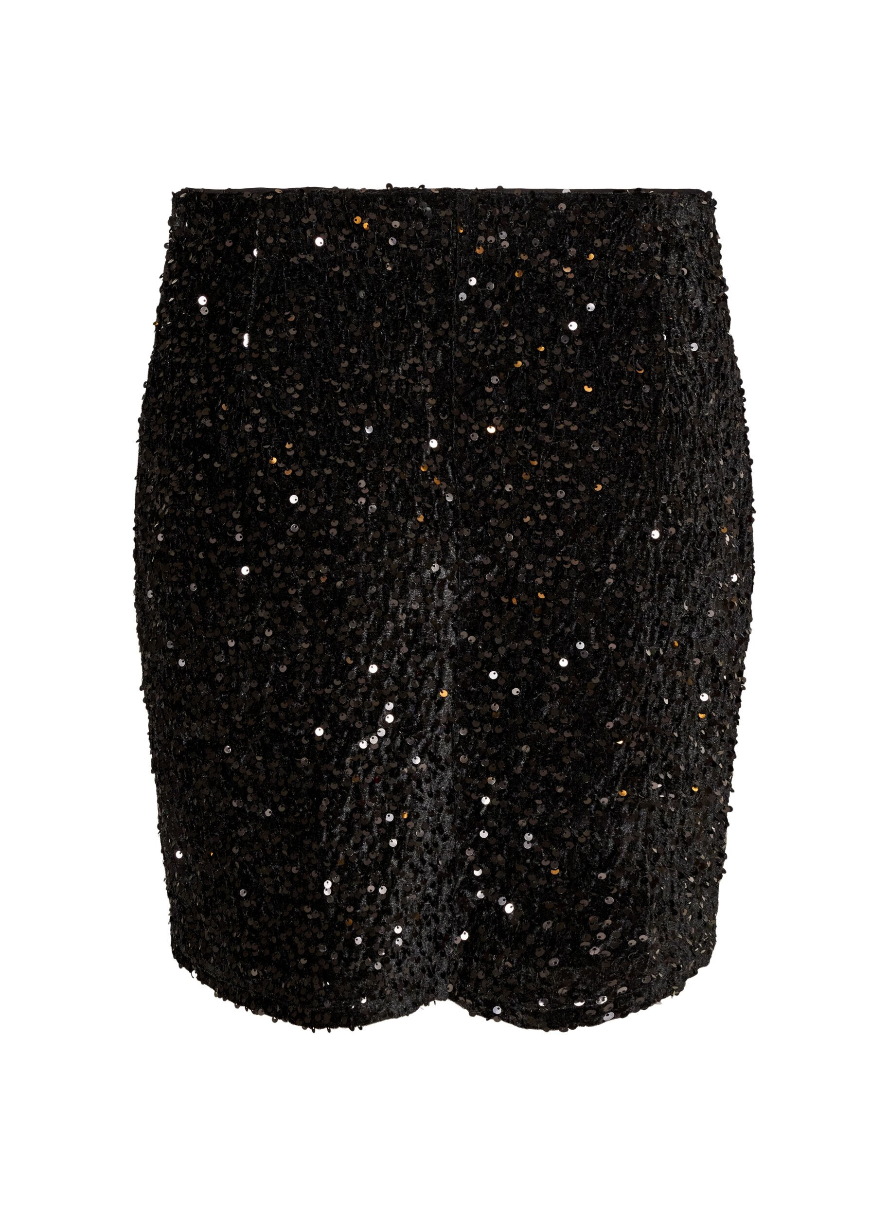ZizziKurzer Rock mit Pailletten, Schwarz, Packshot image number 1