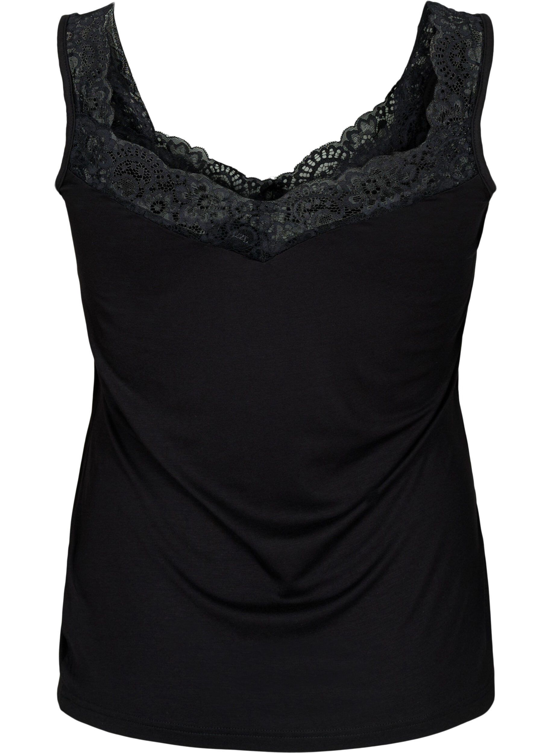 ZizziTop aus Viskose mit Spitze, Schwarz, Packshot image number 1